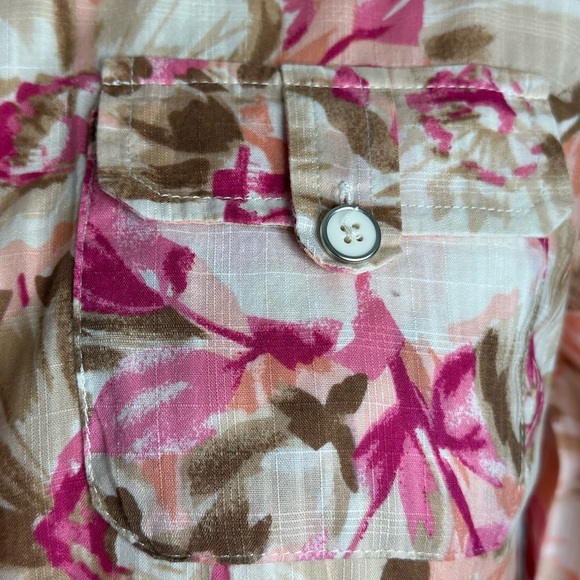 Karen Scott Pink Floral Button Down Shirt with Notched Collar(829) - Picture 8 of 14